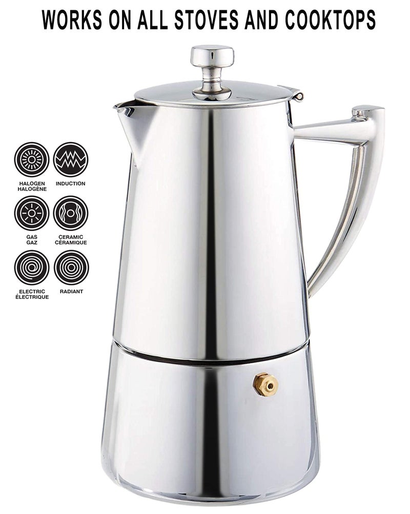 Cuisinox Roma 6-cup Stainless Steel Stovetop Moka Espresso Maker - Image 5